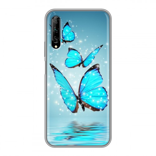 Дизайнерский силиконовый чехол для Huawei Y9s Бабочки голубые
