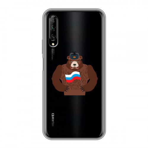 Полупрозрачный дизайнерский силиконовый чехол для Huawei Y9s Российский флаг