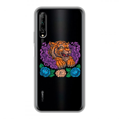 Полупрозрачный дизайнерский пластиковый чехол для Huawei Y9s Прозрачный тигр