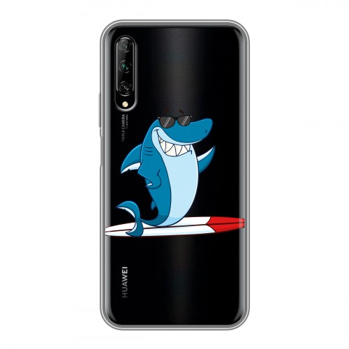 Полупрозрачный дизайнерский пластиковый чехол для Huawei Y9s Прозрачные акулы