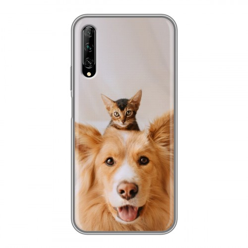 Дизайнерский силиконовый чехол для Huawei Y9s Собака и котенок