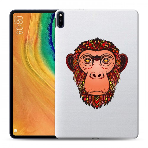 Полупрозрачный дизайнерский силиконовый с усиленными углами чехол для Huawei MatePad Pro Прозрачные обезьяны