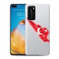 Полупрозрачный дизайнерский силиконовый с усиленными углами чехол для Huawei P40 Флаг Турции
