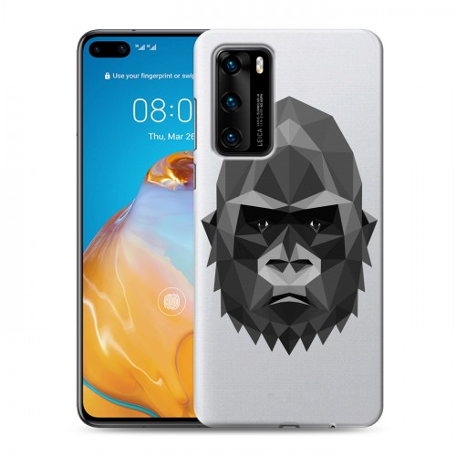 Полупрозрачный дизайнерский пластиковый чехол для Huawei P40 Прозрачные обезьяны