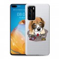 Полупрозрачный дизайнерский силиконовый с усиленными углами чехол для Huawei P40 Прозрачные собаки