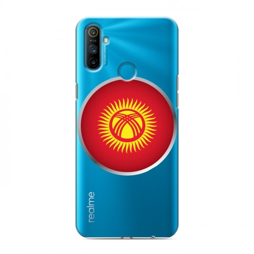 Полупрозрачный дизайнерский пластиковый чехол для Realme C3 флаг Киргизии