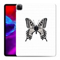 Полупрозрачный дизайнерский пластиковый чехол для Ipad Pro 12.9 (2020) прозрачные Бабочки 