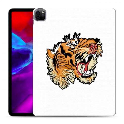 Полупрозрачный дизайнерский пластиковый чехол для Ipad Pro 12.9 (2020) Прозрачные тигры
