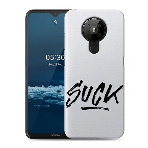 Полупрозрачный дизайнерский пластиковый чехол для Nokia 5.3 Прозрачные надписи 1