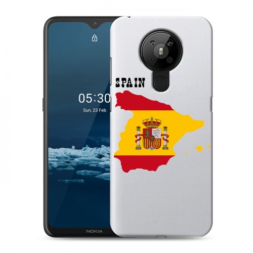 Полупрозрачный дизайнерский пластиковый чехол для Nokia 5.3 флаг Испании