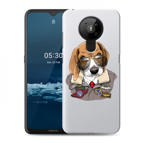 Полупрозрачный дизайнерский пластиковый чехол для Nokia 5.3 Прозрачные собаки