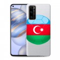 Полупрозрачный дизайнерский силиконовый с усиленными углами чехол для Huawei Honor 30 Флаг Азербайджана