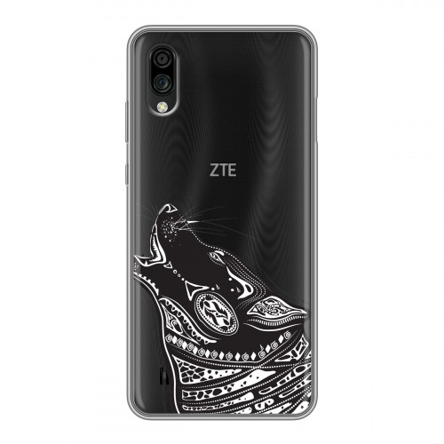 Полупрозрачный дизайнерский силиконовый чехол для ZTE Blade A5 (2020) Каллиграфия животных