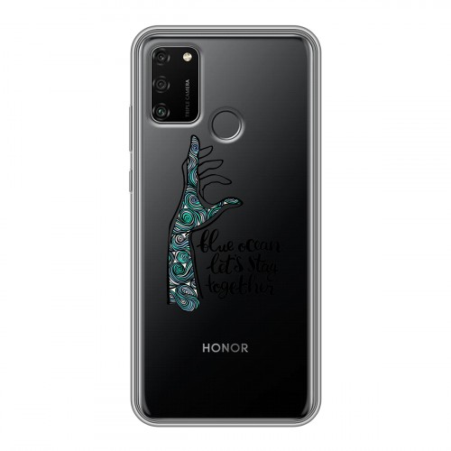 Дизайнерский силиконовый чехол для Huawei Honor 9A Прозрачные надписи 1