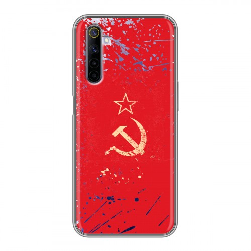 Полупрозрачный дизайнерский силиконовый чехол для Realme 6 Флаг СССР