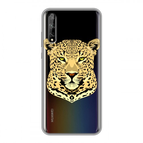 Дизайнерский силиконовый чехол для Huawei Y8p Прозрачные леопарды
