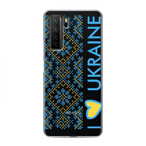 Полупрозрачный дизайнерский силиконовый с усиленными углами чехол для Huawei Honor 30S Флаг Украины