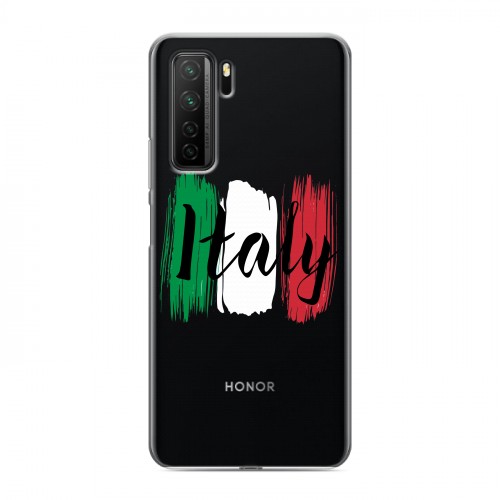 Полупрозрачный дизайнерский силиконовый с усиленными углами чехол для Huawei Honor 30S Флаг Италии