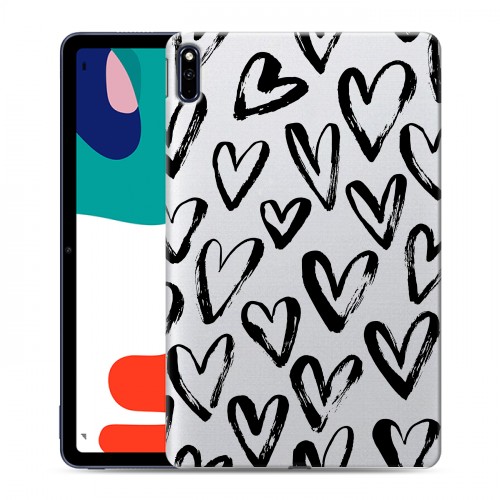 Полупрозрачный дизайнерский силиконовый с усиленными углами чехол для Huawei MatePad Стильные сердца