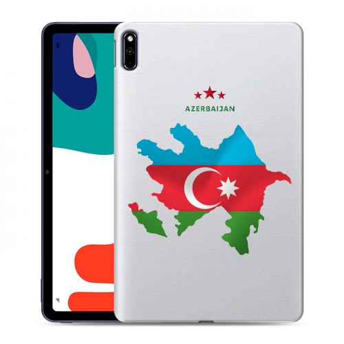 Полупрозрачный дизайнерский силиконовый с усиленными углами чехол для Huawei MatePad Флаг Азербайджана