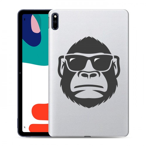 Полупрозрачный дизайнерский силиконовый с усиленными углами чехол для Huawei MatePad Прозрачные обезьяны