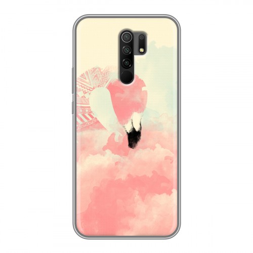 Дизайнерский силиконовый чехол для Xiaomi RedMi 9 Розовые фламинго