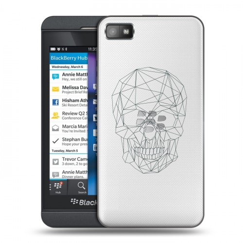 Полупрозрачный дизайнерский пластиковый чехол для BlackBerry Z10 Прозрачные черепа 2