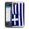 Полупрозрачный дизайнерский пластиковый чехол для BlackBerry Z10 флаг греции