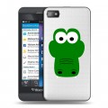 Полупрозрачный дизайнерский пластиковый чехол для BlackBerry Z10 Прозрачные крокодилы
