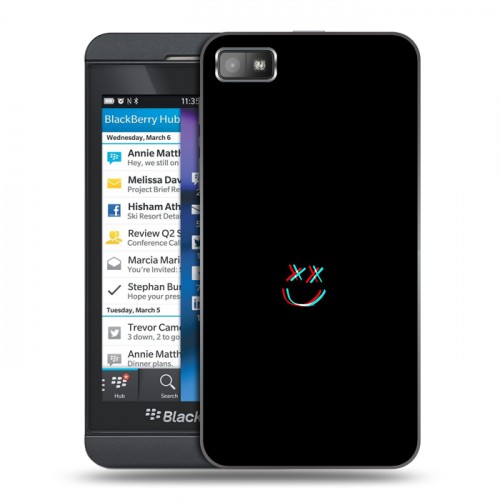 Дизайнерский пластиковый чехол для BlackBerry Z10 Минимализм на черном