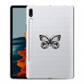 Полупрозрачный дизайнерский силиконовый чехол для Samsung Galaxy Tab S7 прозрачные Бабочки 