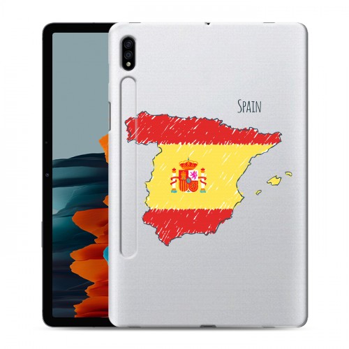 Полупрозрачный дизайнерский силиконовый чехол для Samsung Galaxy Tab S7 флаг Испании