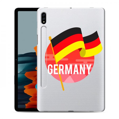 Полупрозрачный дизайнерский силиконовый с усиленными углами чехол для Samsung Galaxy Tab S7 Флаг Германии