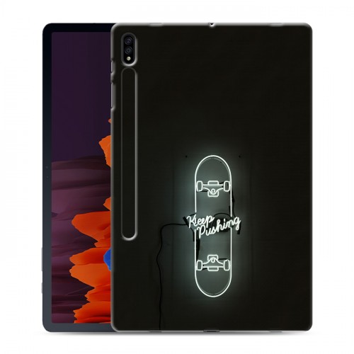 Дизайнерский силиконовый чехол для Samsung Galaxy Tab S7 Plus Минимализм на черном