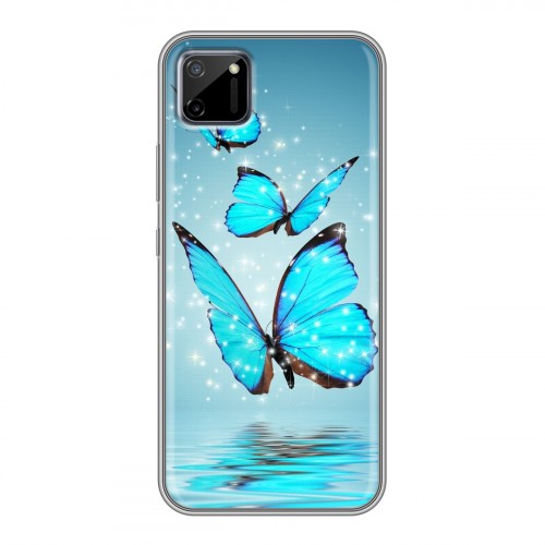 Дизайнерский силиконовый чехол для Realme C11 Бабочки голубые