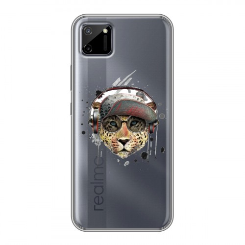 Дизайнерский пластиковый чехол для Realme C11 Прозрачные леопарды
