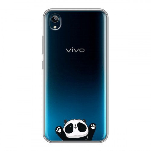 Полупрозрачный дизайнерский силиконовый чехол для Vivo Y91C Прозрачные панды - смайлики