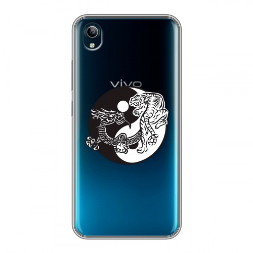 Полупрозрачный дизайнерский силиконовый с усиленными углами чехол для Vivo Y91C Прозрачные тигры