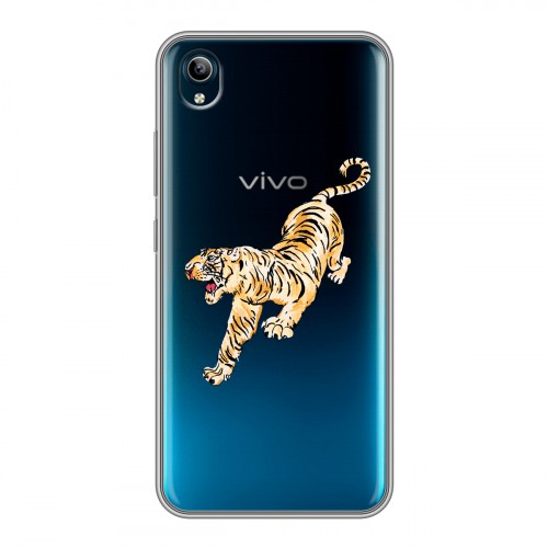 Полупрозрачный дизайнерский силиконовый чехол для Vivo Y91C Прозрачный тигр