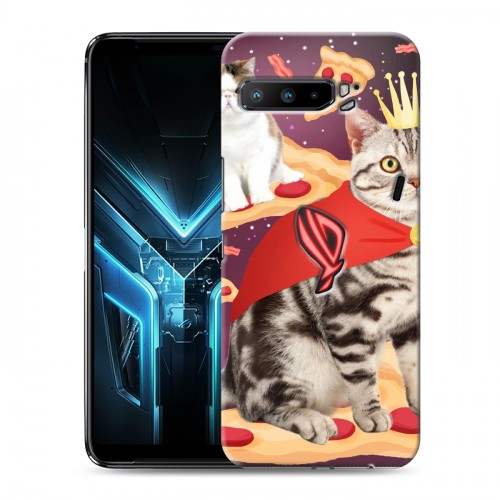 Дизайнерский силиконовый с усиленными углами чехол для ASUS ROG Phone 3 Космик кошки