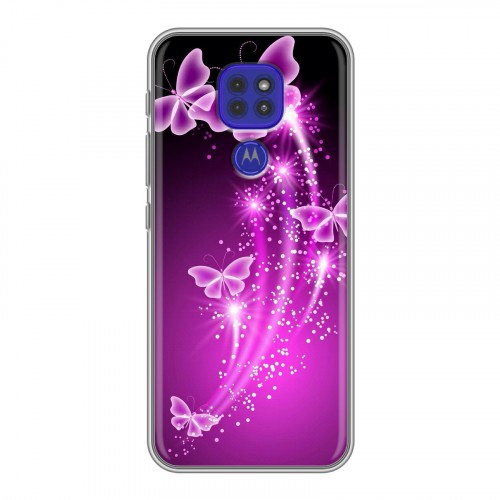 Дизайнерский силиконовый чехол для Motorola Moto G9 Play Бабочки фиолетовые