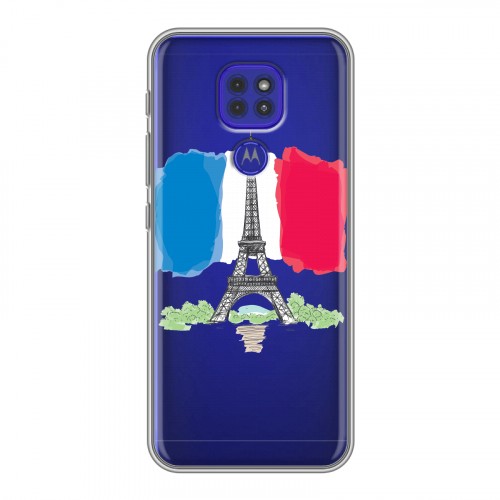 Полупрозрачный дизайнерский силиконовый чехол для Motorola Moto G9 Play Флаг Франции