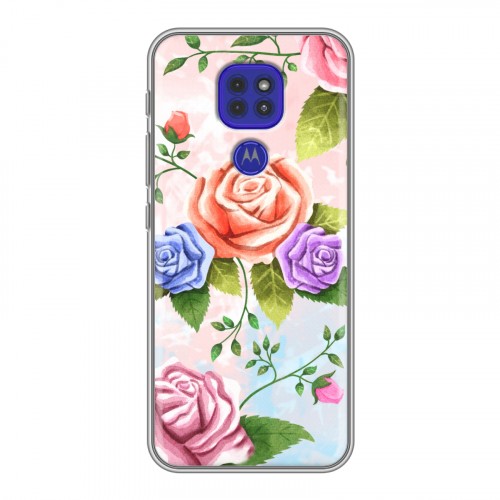 Дизайнерский силиконовый чехол для Motorola Moto G9 Play Романтик цветы