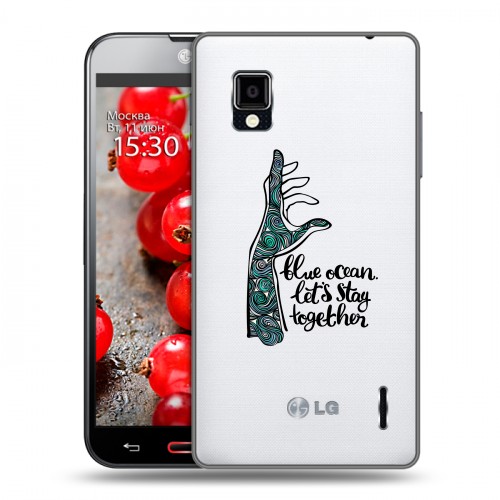 Дизайнерский пластиковый чехол для LG Optimus G Прозрачные надписи 1