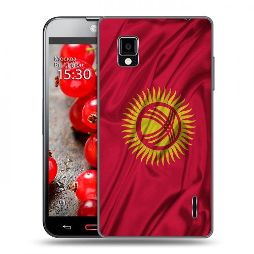 Дизайнерский пластиковый чехол для LG Optimus G Флаг Киргизии