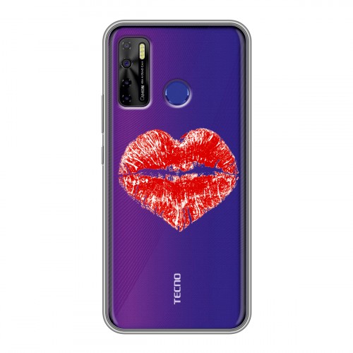 Полупрозрачный дизайнерский пластиковый чехол для Tecno Camon 15 Прозрачные поцелуи