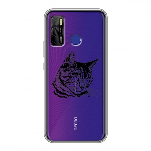 Полупрозрачный дизайнерский силиконовый чехол для Tecno Camon 15 Прозрачные кошки