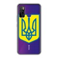 Полупрозрачный дизайнерский силиконовый с усиленными углами чехол для Tecno Camon 15 Флаг Украины