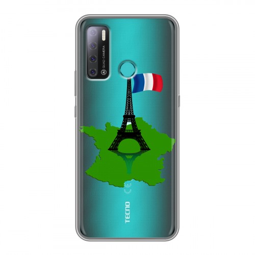 Полупрозрачный дизайнерский пластиковый чехол для Tecno Pouvoir 4 Флаг Франции