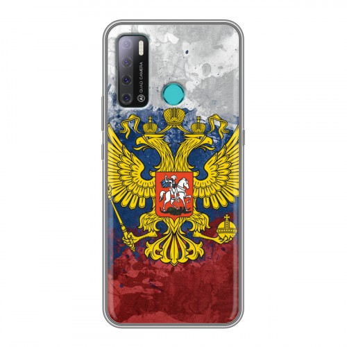 Дизайнерский силиконовый с усиленными углами чехол для Tecno Pouvoir 4 Российский флаг и герб